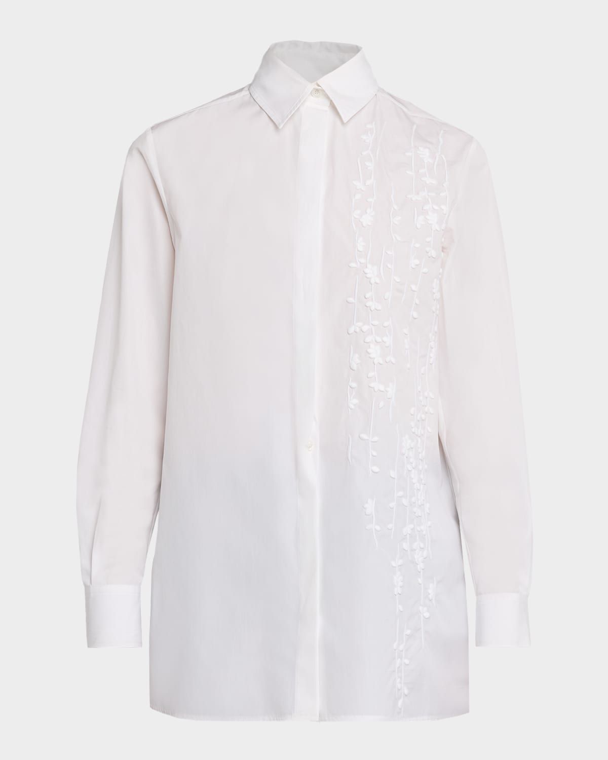 Embroidered Cotton Poplin Button-Down Shirt
