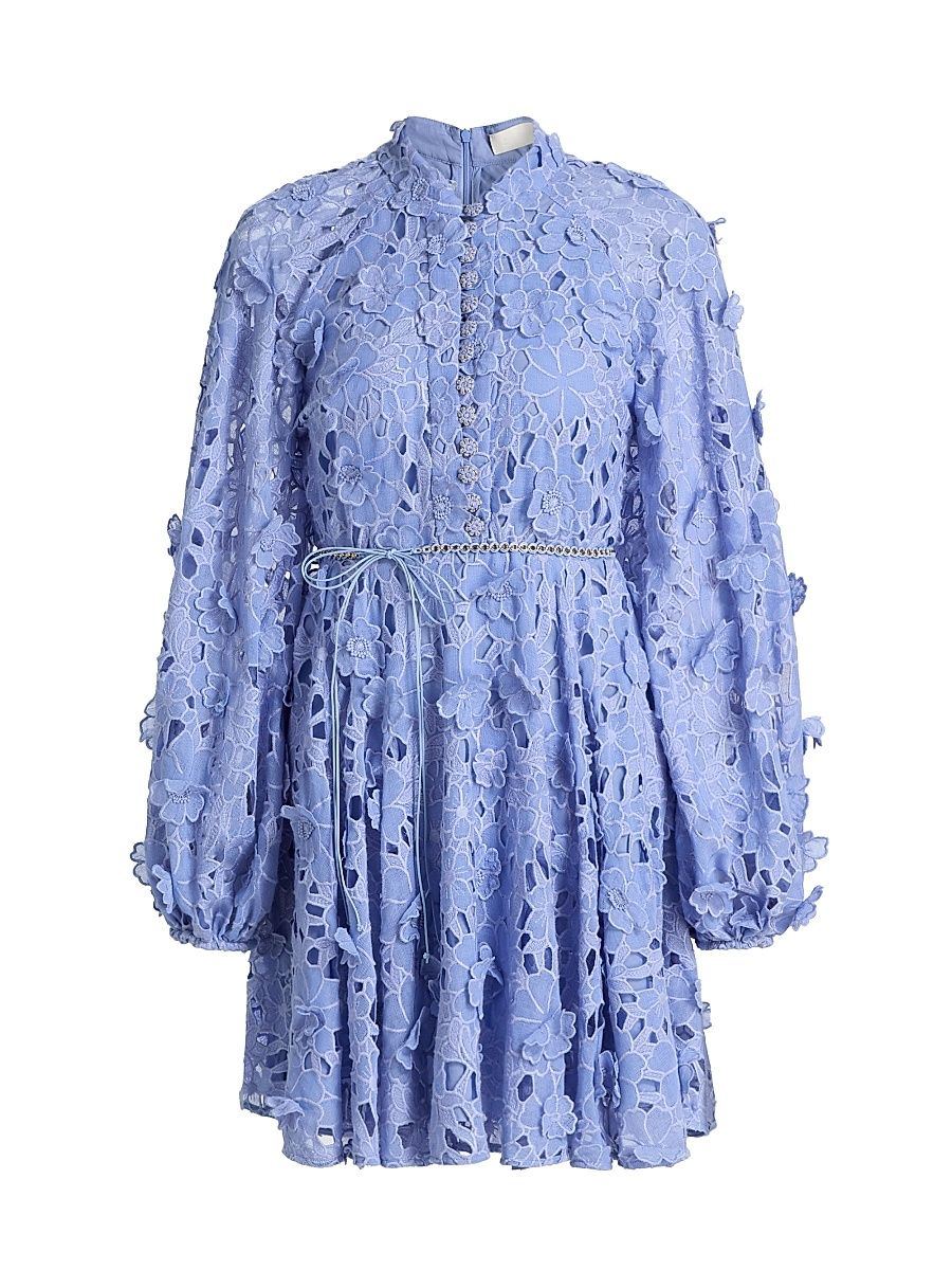 Women's Patience Tie-Waist Lace Minidress - Jacaranda - Size 8