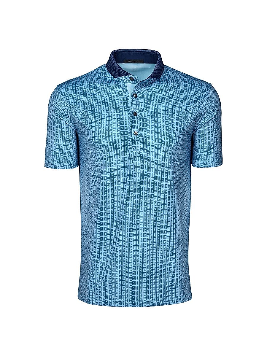 Men's Pathfinder Deco Print Polo Shirt - Wolf Blue - Size Large