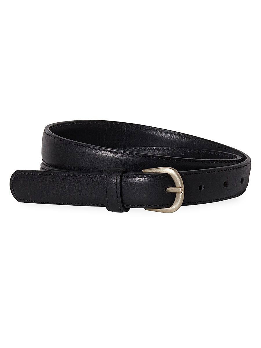 Women's Leather Buckle Belt - Black - Size Medium