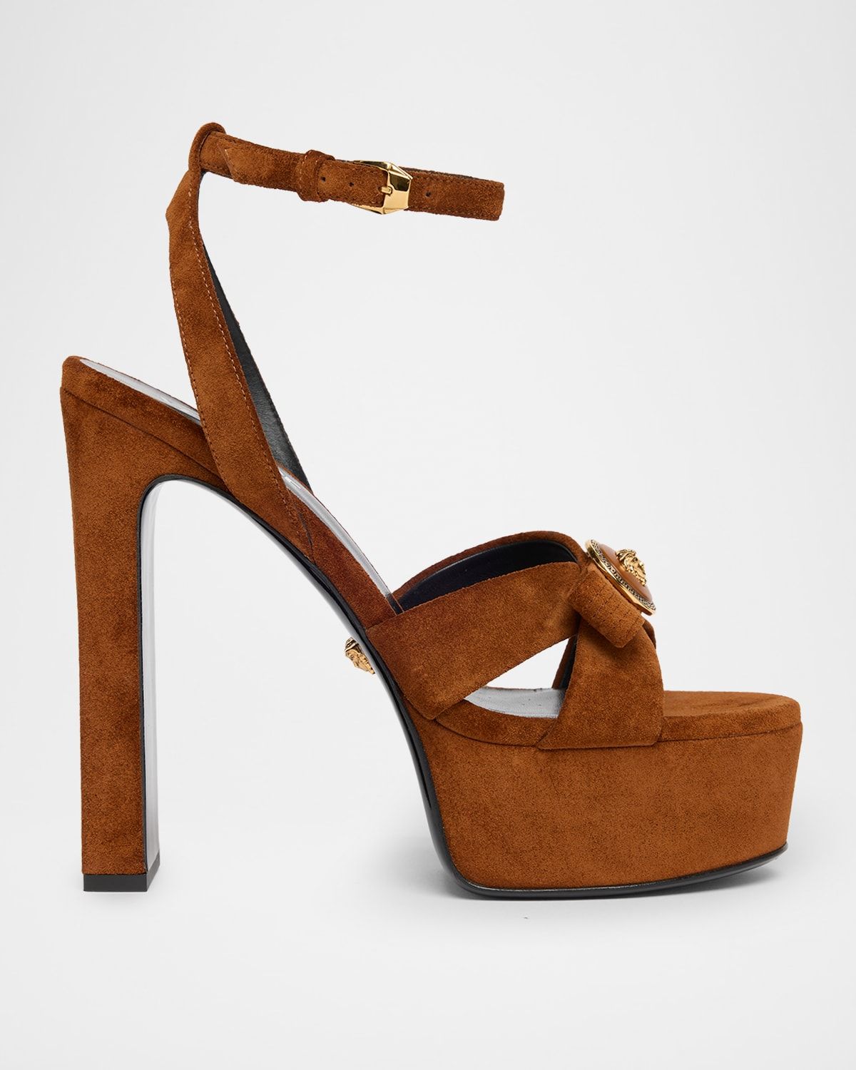140mm Gianni Ribbon Suede Platform Sandals