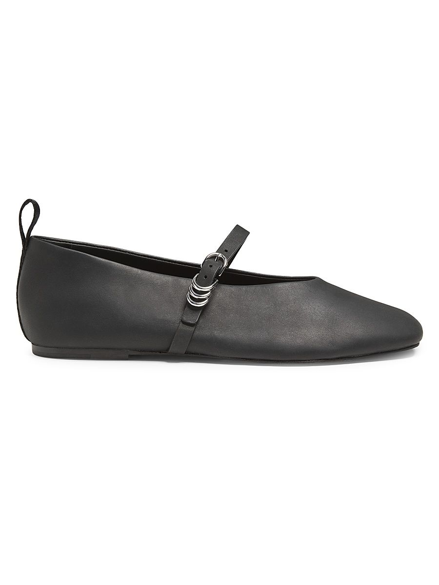 Women's Spire Leather Mary Jane Flats - Black - Size 7