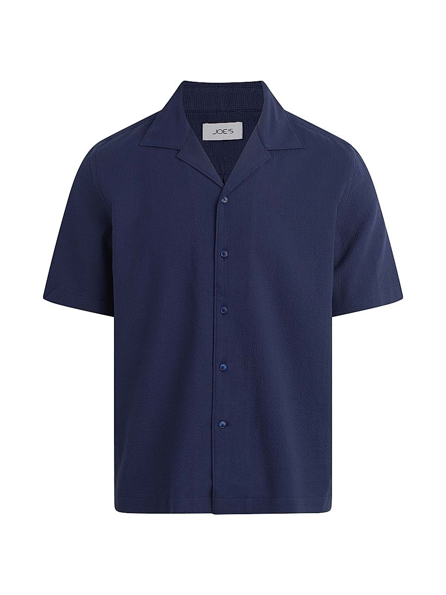 Men's Seersucker Camp Short-Sleeve Shirt - True Navy - Size XXL