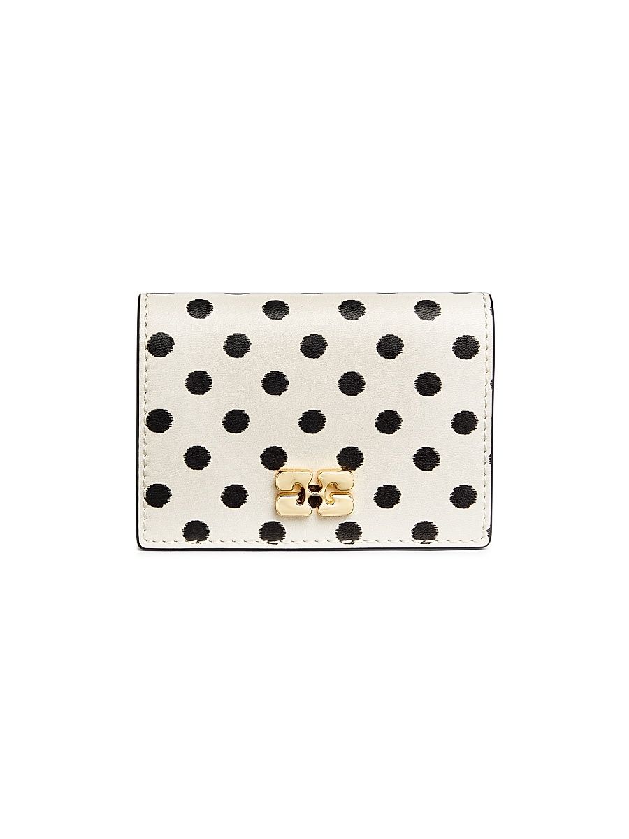 Women's Dotted Leather Card Holder - Egret