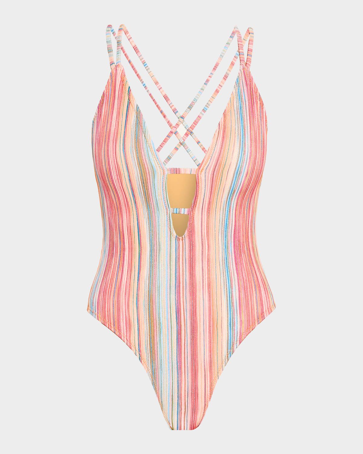 Marina Metallic Striped One-Piece Swimsuit