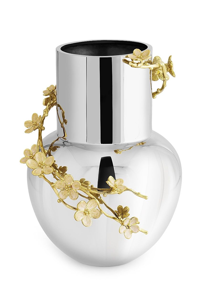 Cherry Blossom Medium Stainless Steel Vase