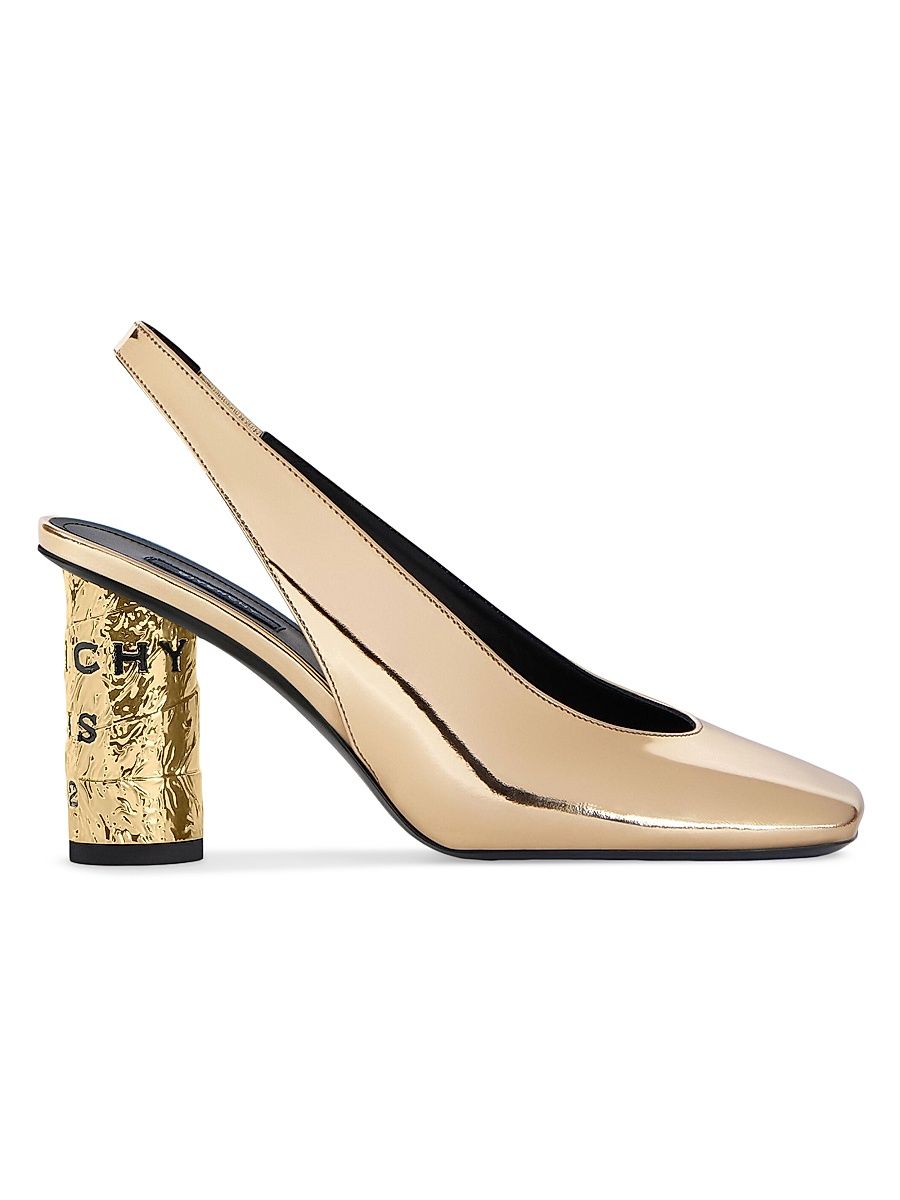 Women's Tape Slingback Pumps in Mirror Effect Leather - Golden - Size 6