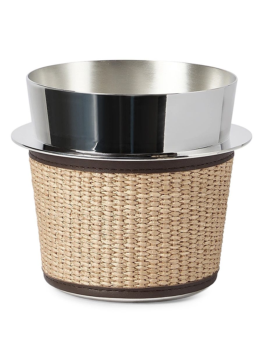 Silver-Plated Steel and Raffia-Effect Techno Cotton Ice Bucket - Rope