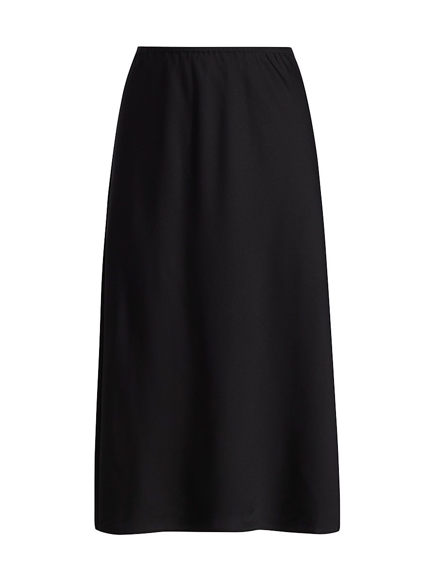 Women's Flared Silk Midi-Skirt - Midnight - Size Medium
