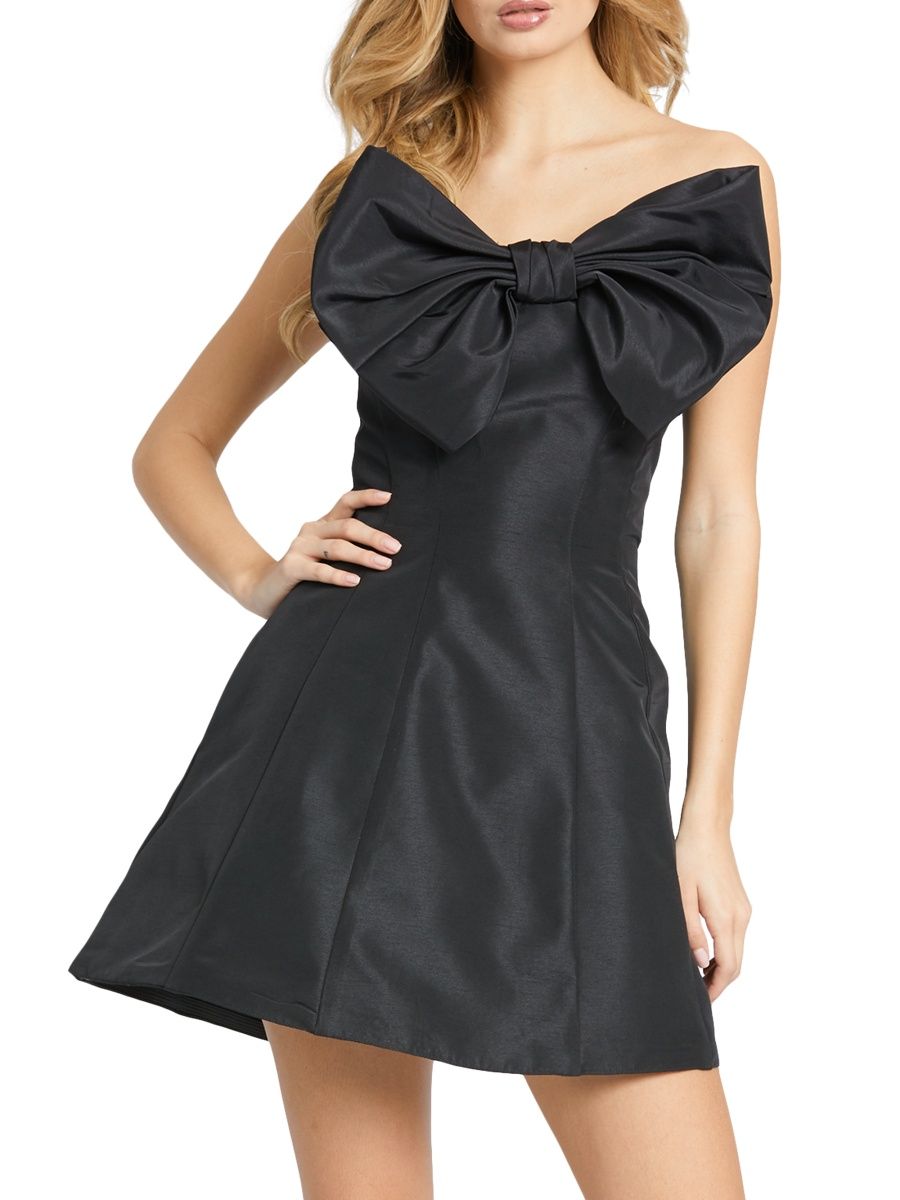 Mac Duggal Women's Bow Strapless Cocktail Dress - Black - Size 6