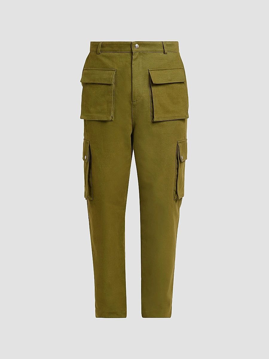 Men's Cotton Cargo Pants - Olive Green - Size XS