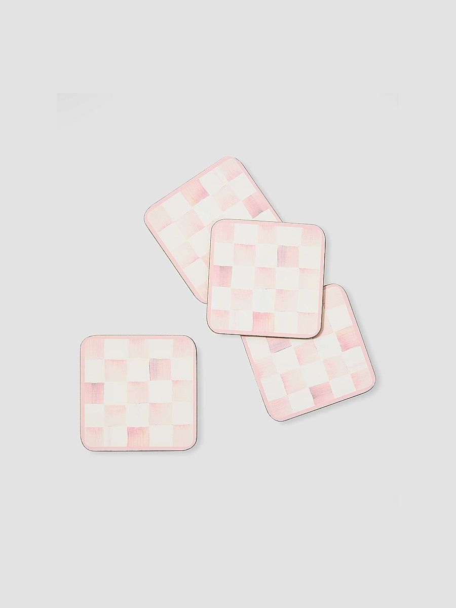 Rosy Check Cork Coasters 4-Piece Set