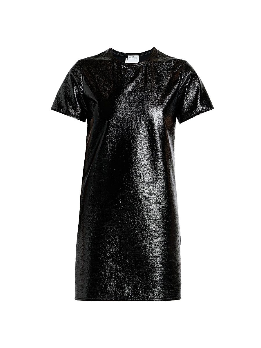 Women's Vinyl Shift T-Shirt Dress - Black - Size 2