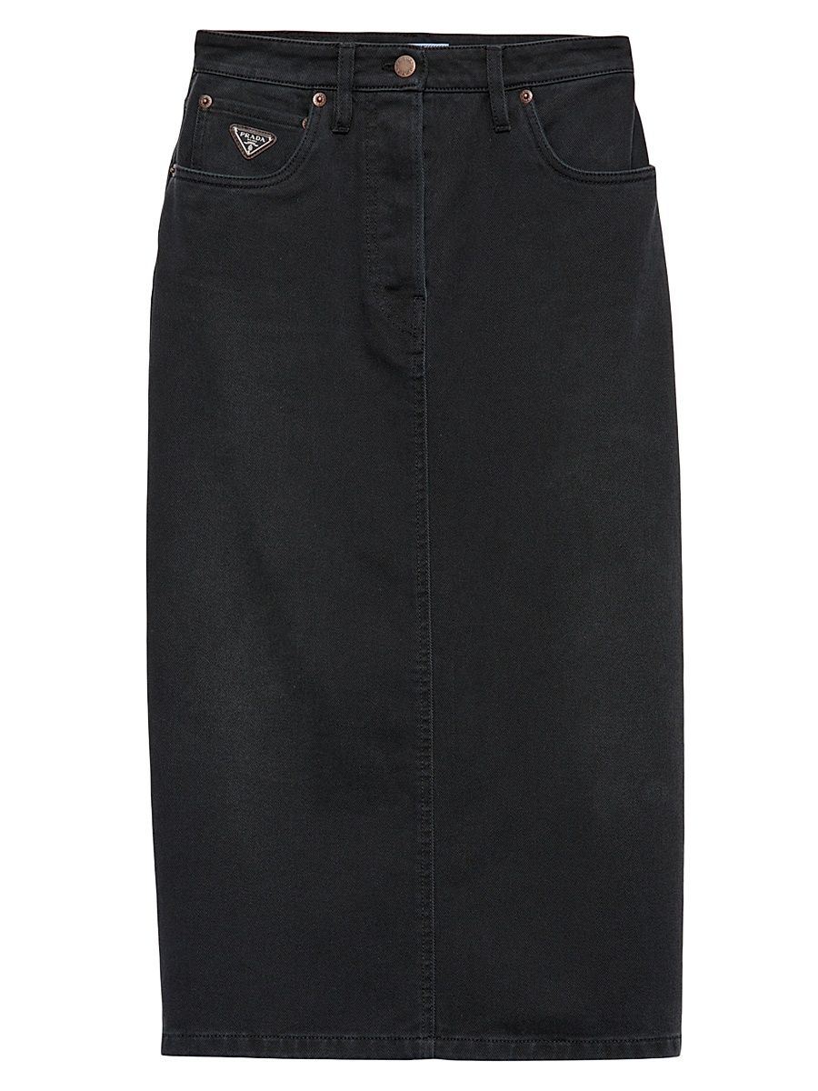 Women's Denim Midi-Skirt - Black - Size 6