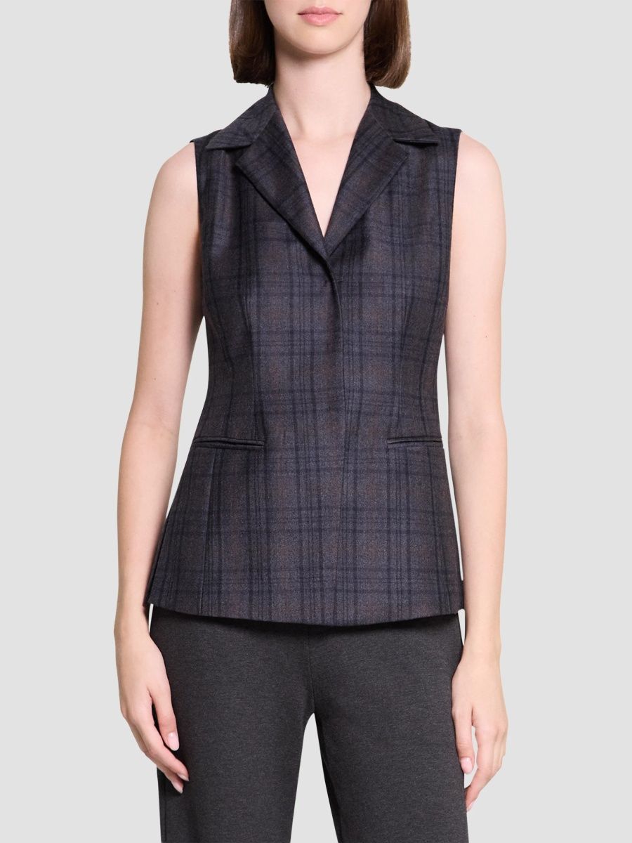 Theory Women's Plaid Slim-Fit Vest - Charcoal Multi - Size 16