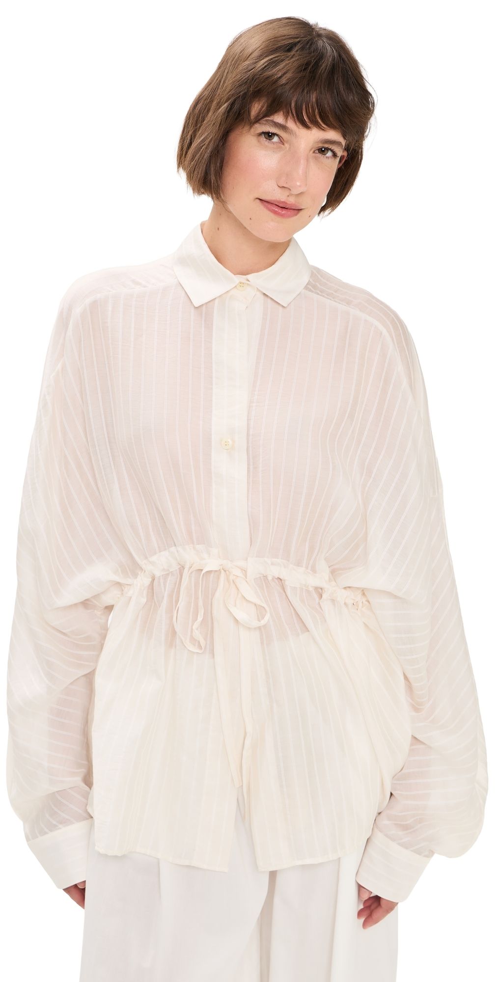 The Latest Dalida Stripe Muslin Shirt Cream XXL