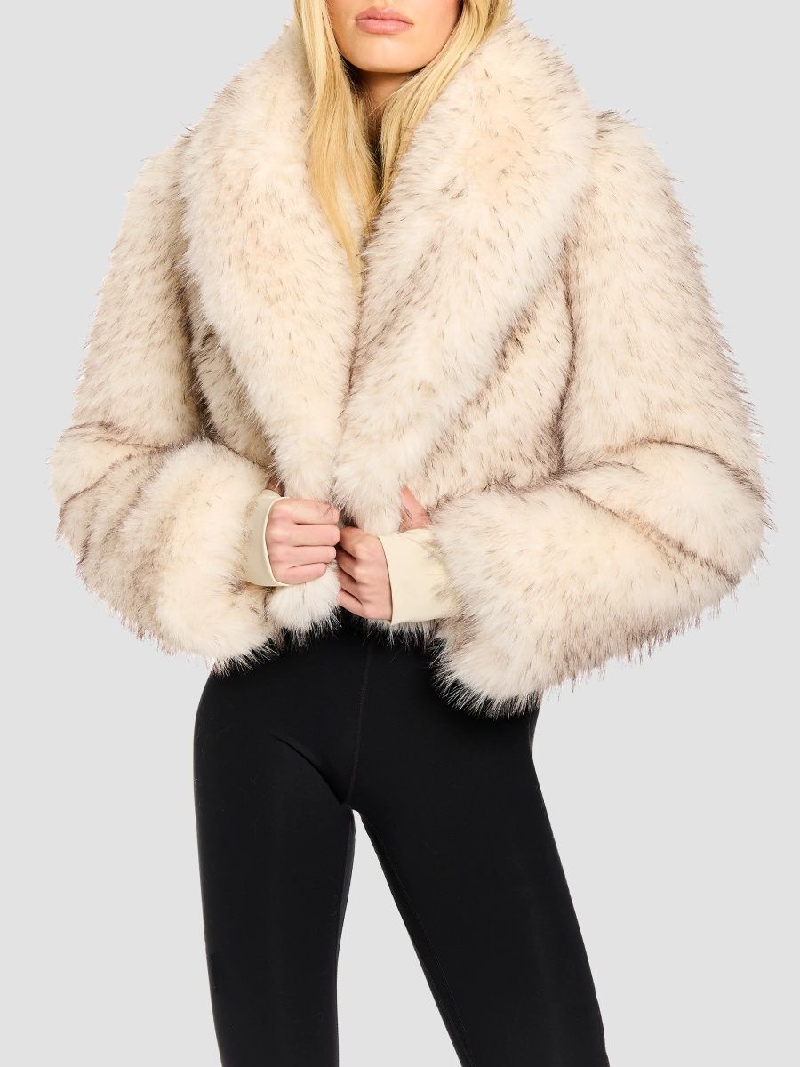 SAM. Women's Vienna Faux-Fur Crop Jacket - White - Size XL