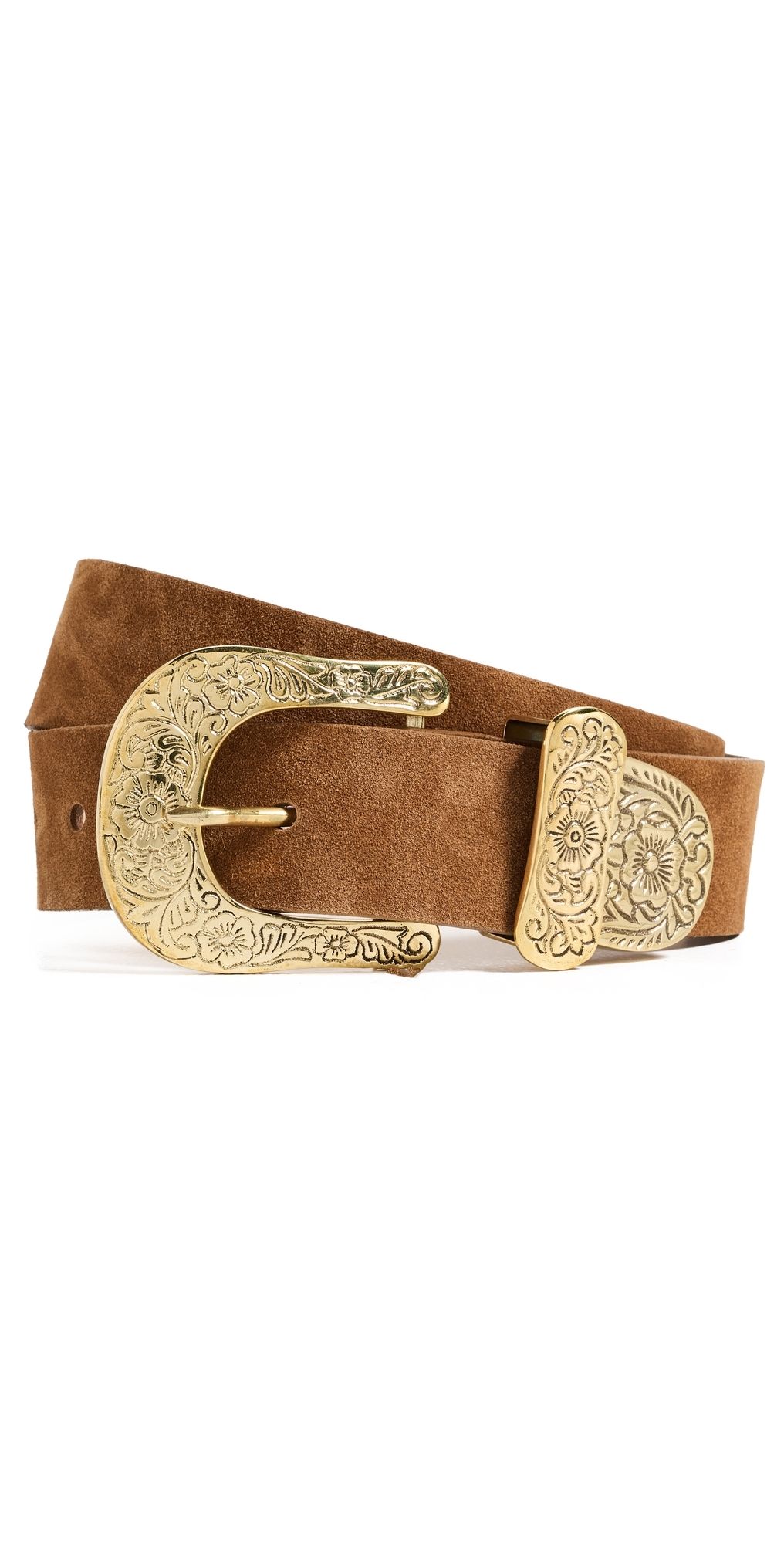 L'AGENCE Otera Wide Suede Belt Cognac Suede XS