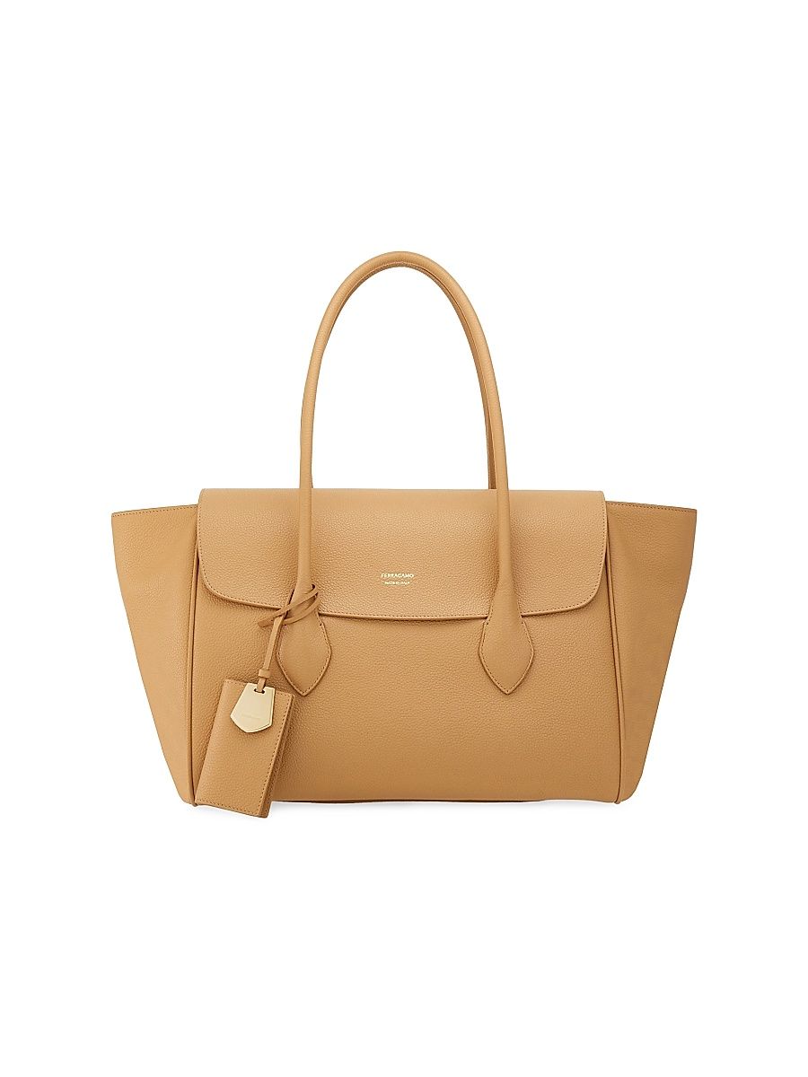 Women's Large Firenze Leather Tote Bag - Light Camel