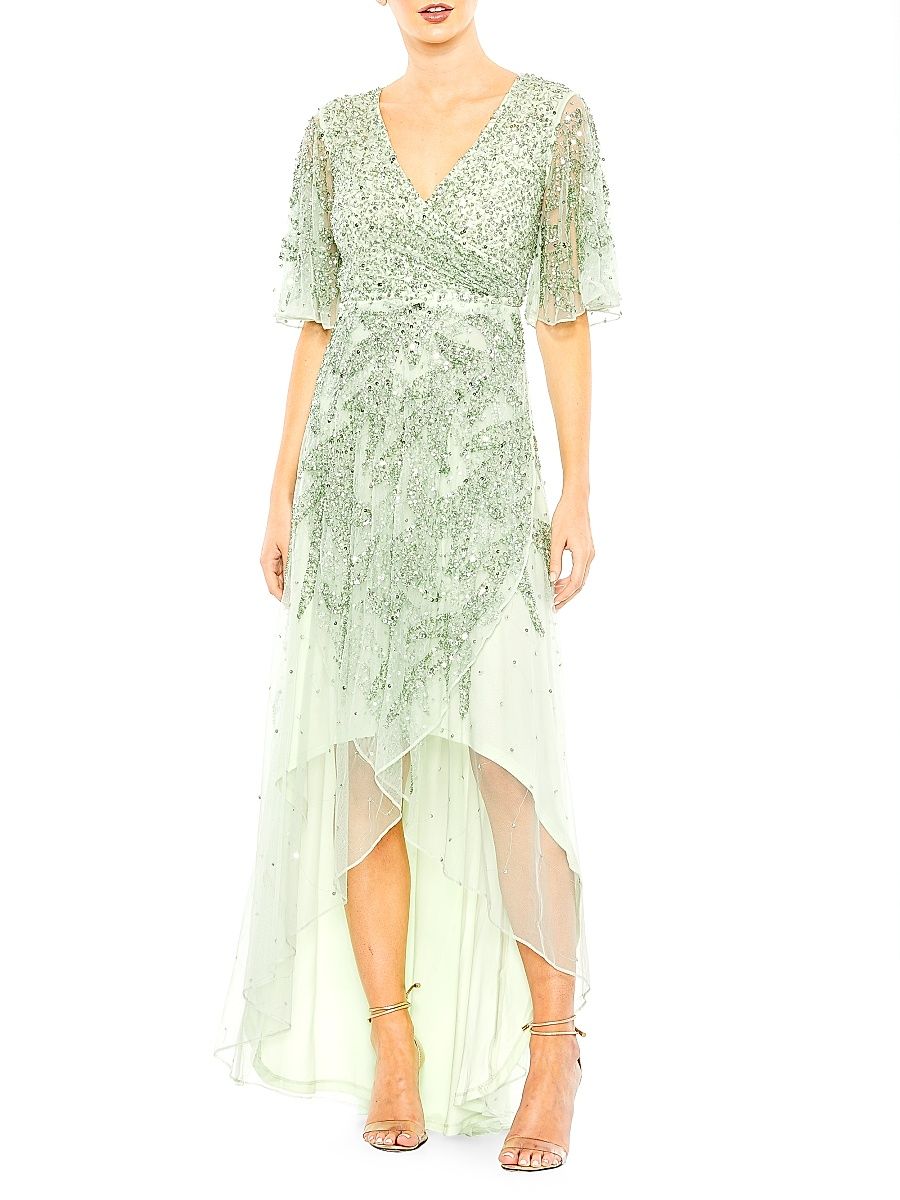 Women's Metallic High-Low Gown - Sage - Size 20