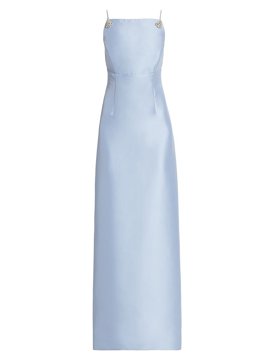 Women's Pryce Embellished Mikado Column Gown - Glacial Blue - Size 12