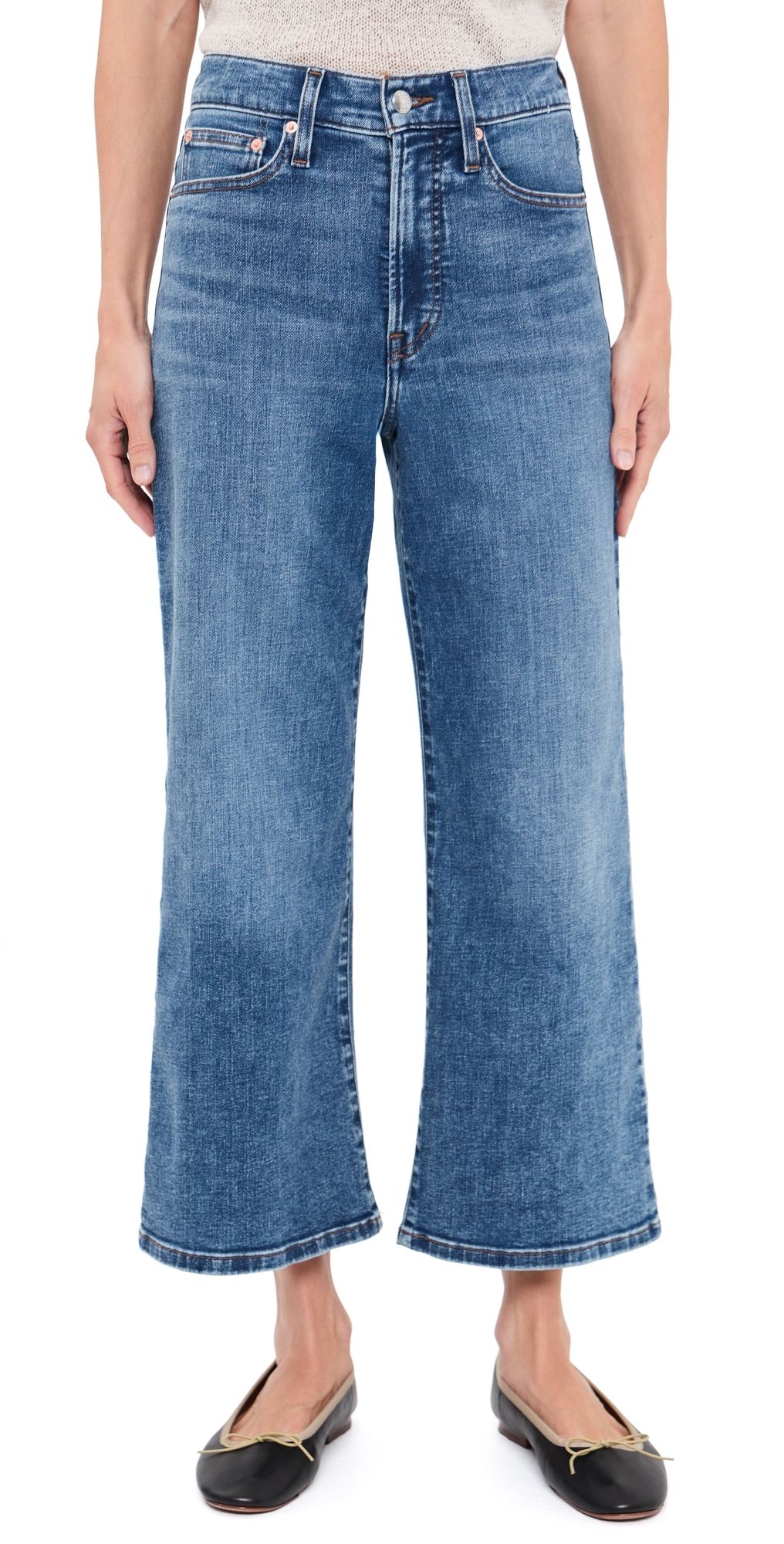 Madewell The Petite Wide Leg Crop Jeans Oneida Wash 30