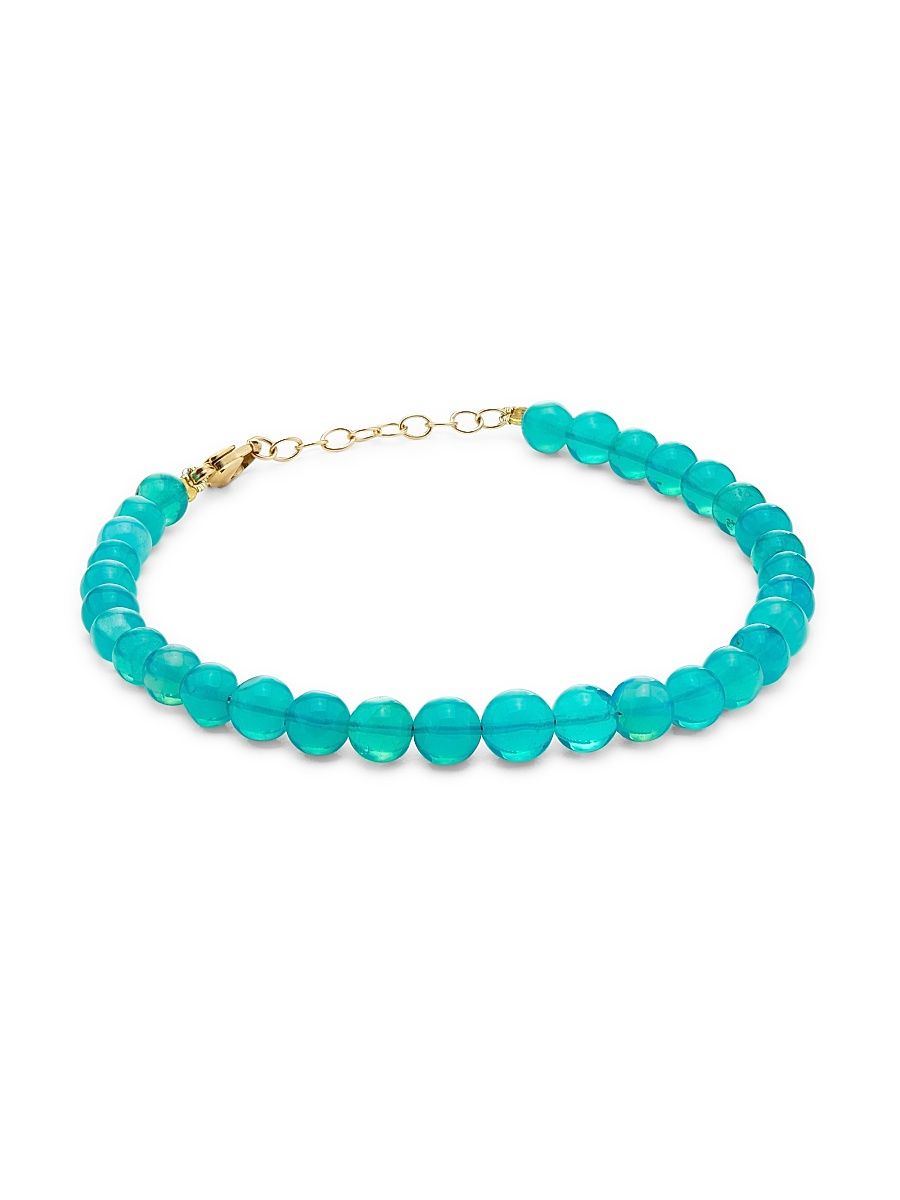 Women's Soleil 14K Yellow Gold & Gemstone Beaded Bracelet - Turquoise