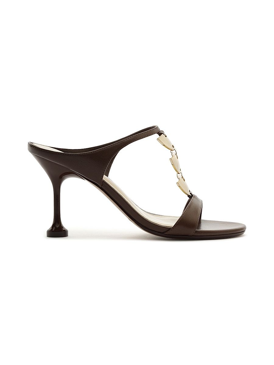 Women's Lia 85MM T-Strap Leather Mules - Mousse - Size 11.5