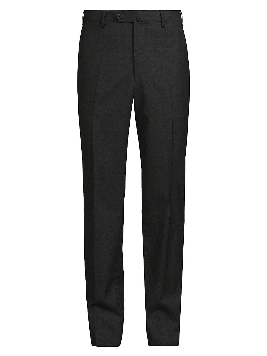 Men's Basic Extended-Tab Wool Trousers - Charcoal - Size 40