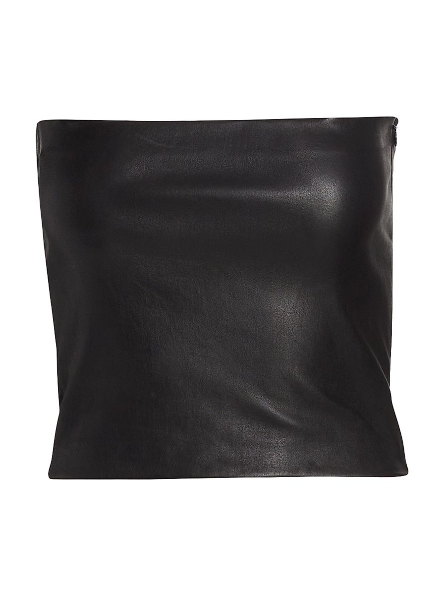 Women's Leather Bandeau Top - Black - Size Large
