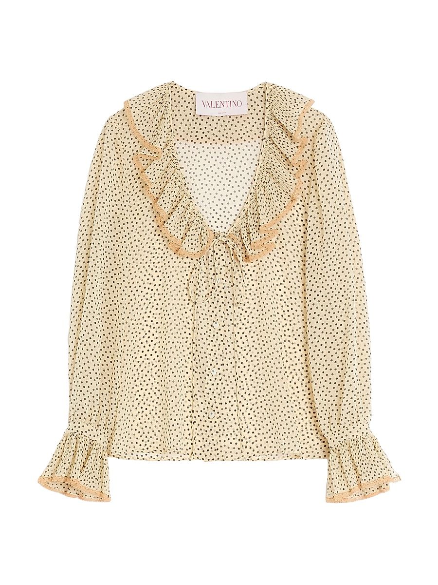 Women's Light Georgette Shirt with Plusdepois Print - Birch - Size 2