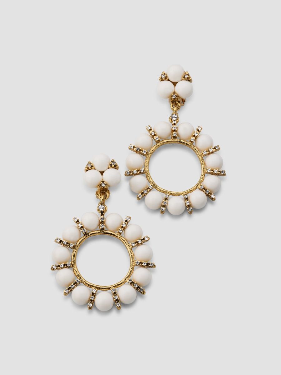 Kenneth Jay Lane Women's 18K-Gold-Plated, Rhinestone & White Resin Clip-On Drop Earrings - White Gold