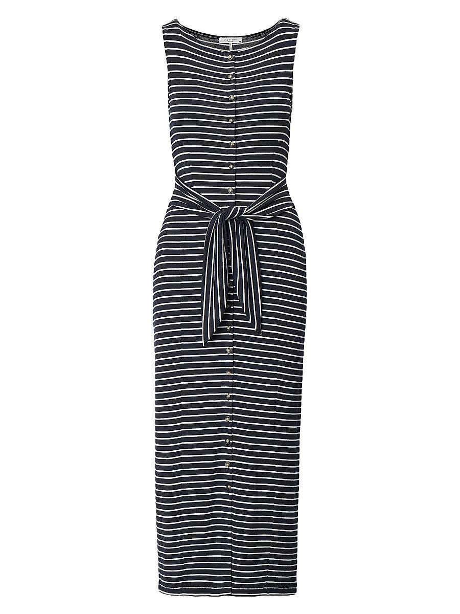Women's The Knit Tie-Waist Striped Maxi Dress - Salute Multi - Size Large