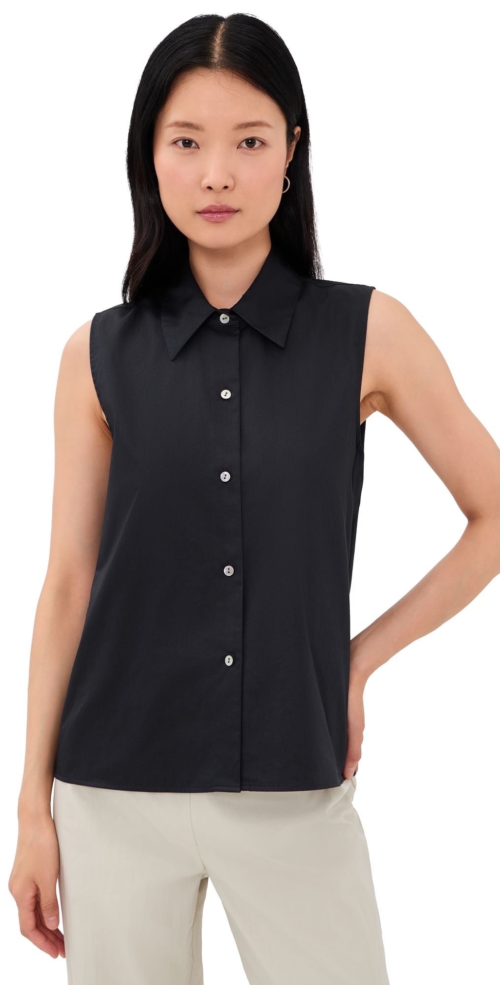 Vince Relaxed Button Down Tank Top Ink XL