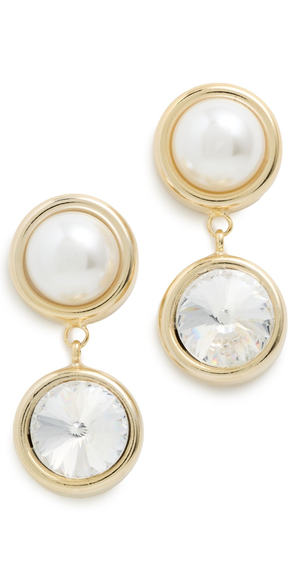 LELET NY Clare Crystal and Pearl Drop Earrings Gold One Size