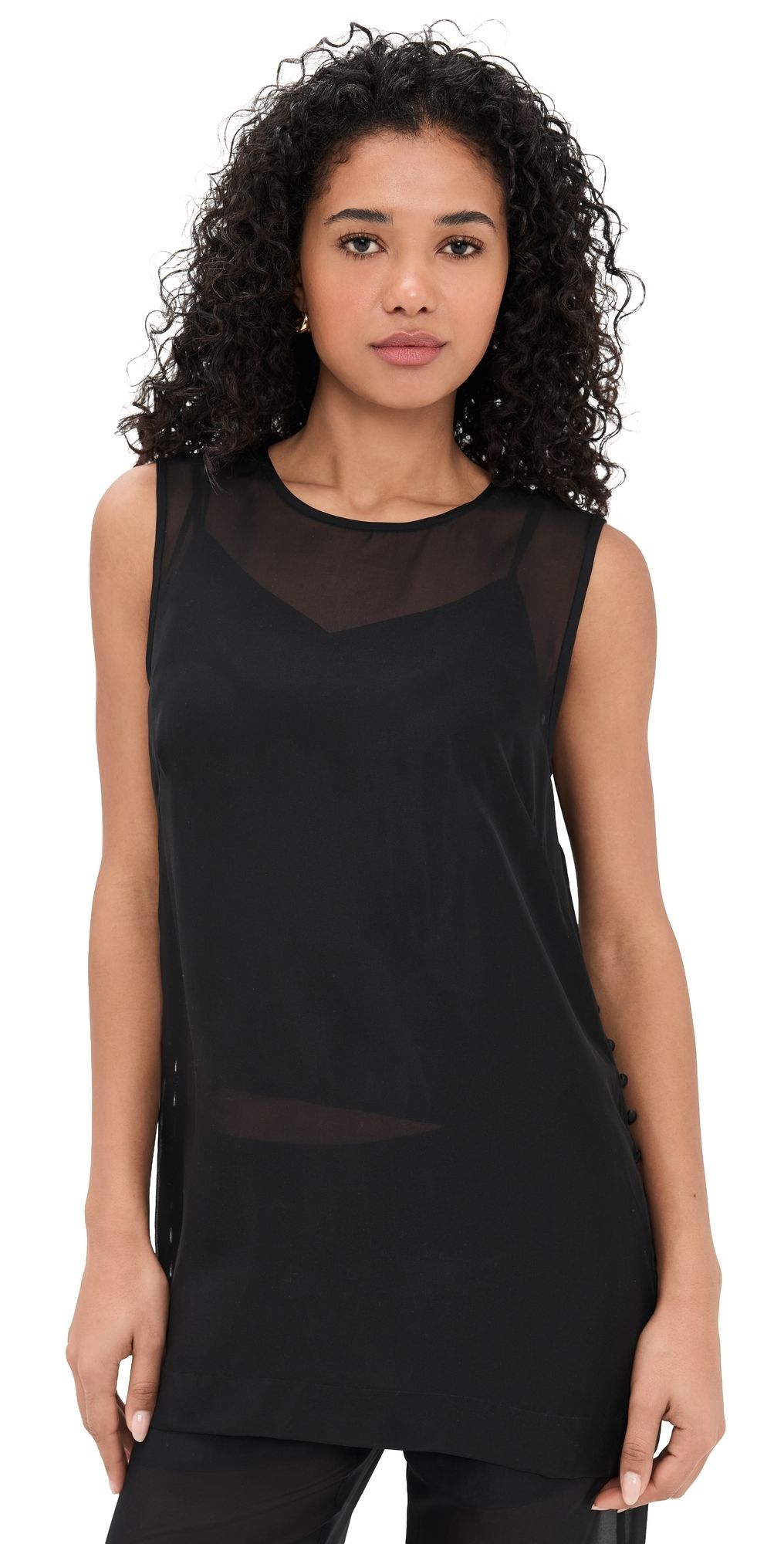 La Ligne Sheer Silk Maxime Top Black S