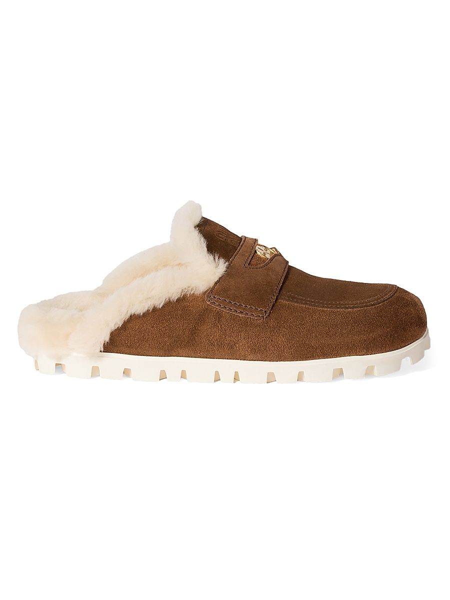 Women's Suede Shearing Mules - Brown - Size 10.5