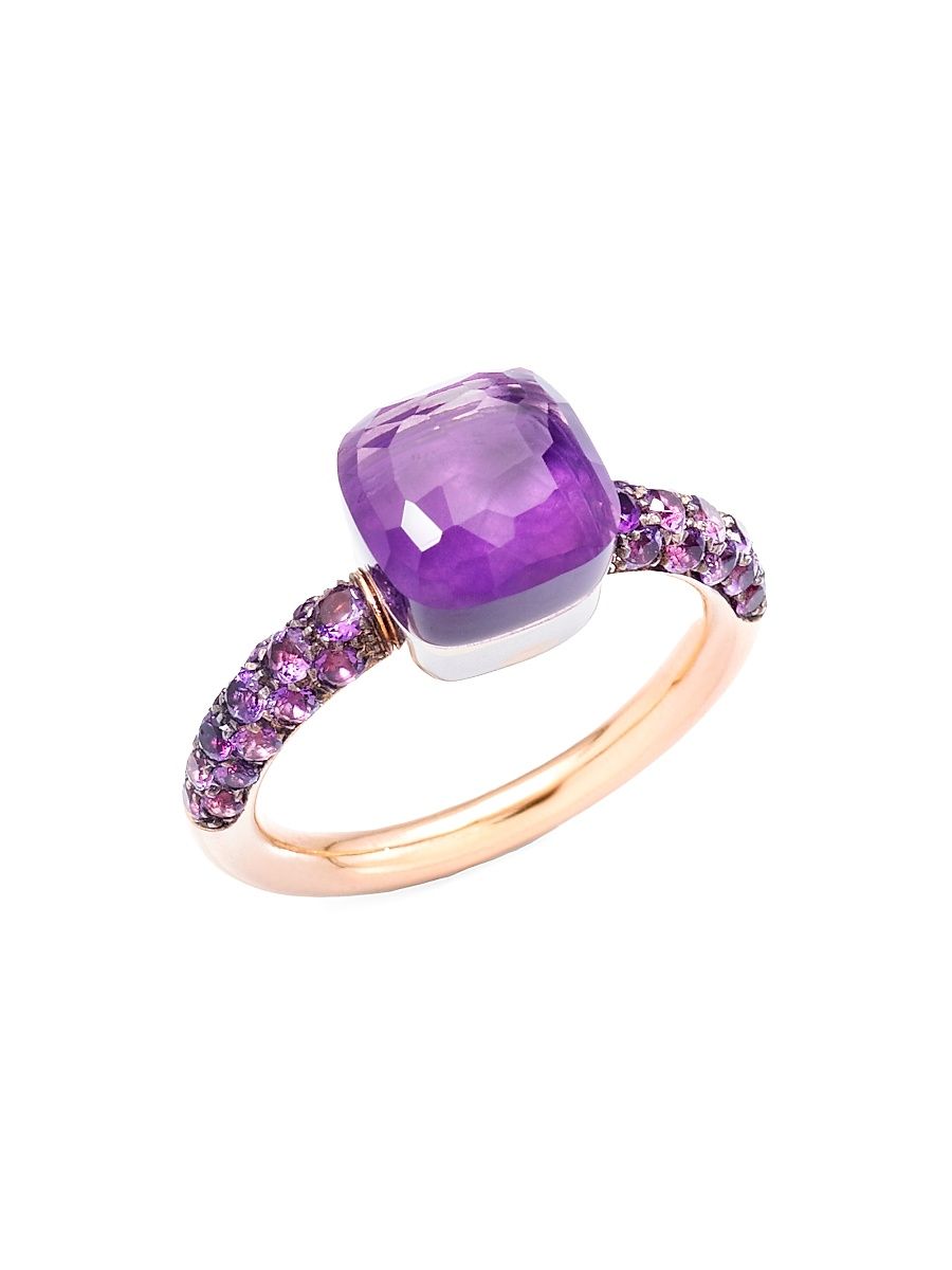 Women's Nudo Classic Petit Two-Tone 18K Gold, Amethyst & Jade Ring - Purple - Size 7.25