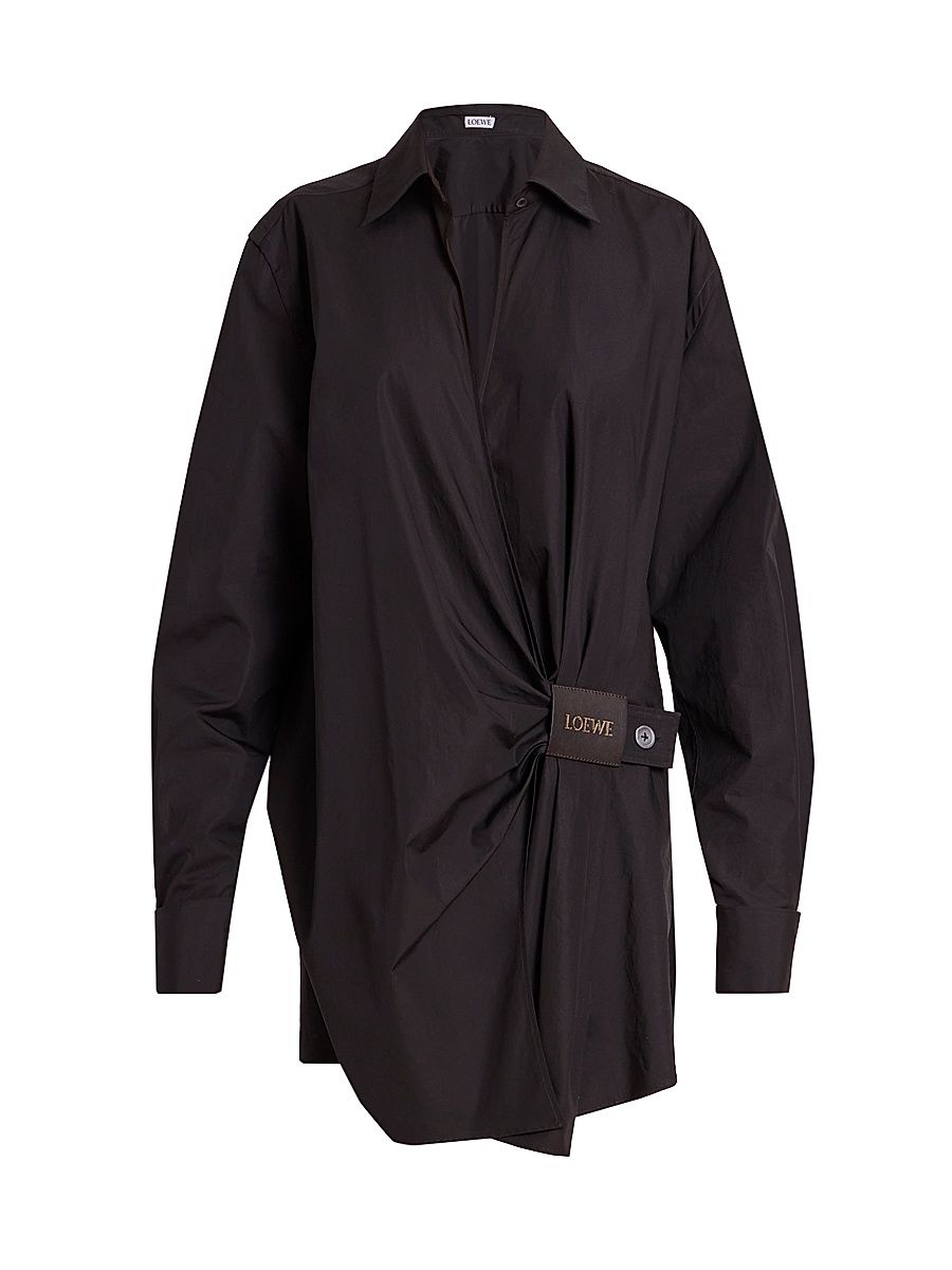 Women's Draped Mini Shirtdress - Black - Size 8