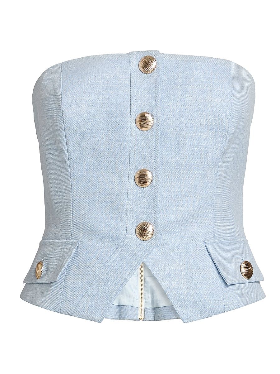 Women's Ellery Chambray Suiting Bustier Top - Chambray Blue - Size XL
