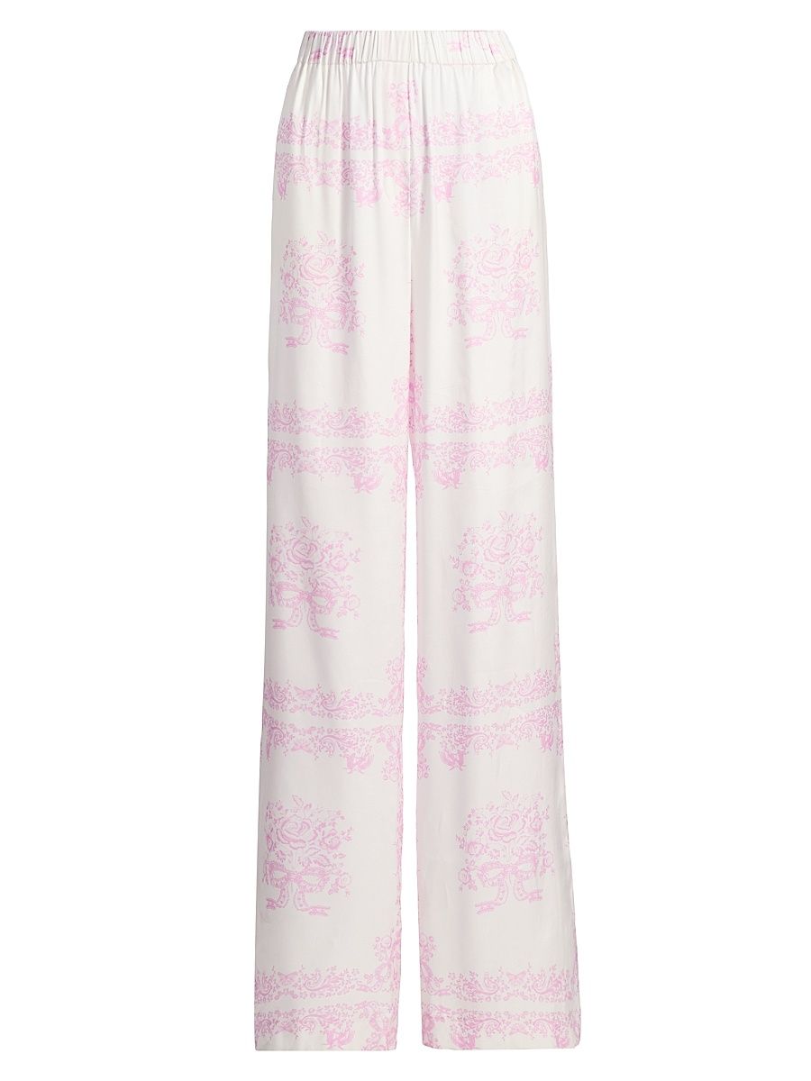 Women's Helia Printed Wide-Leg Pants - Ivory Heirloom - Size Large