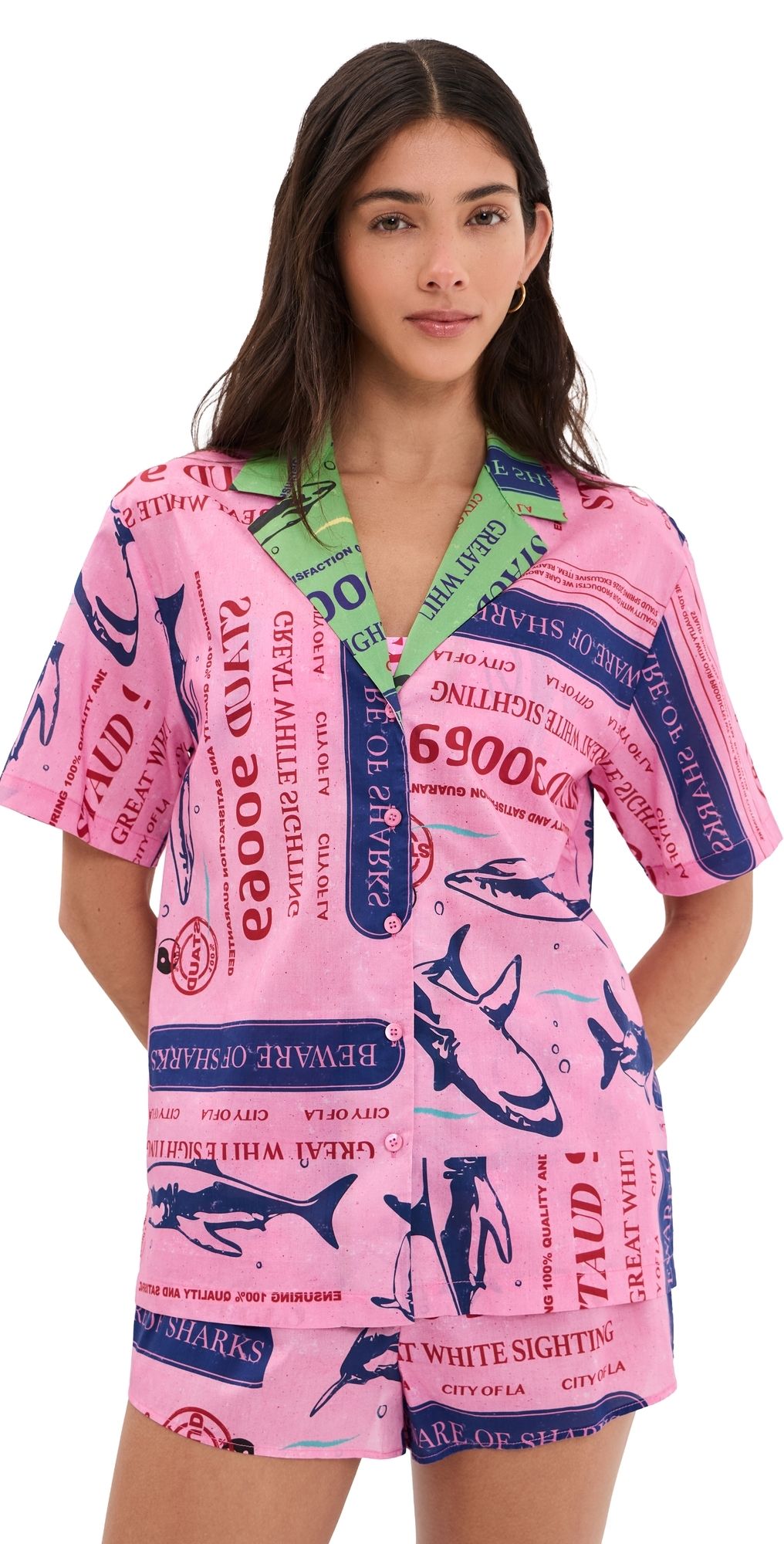 STAUD Kei Shirt Parcel Print Pink M