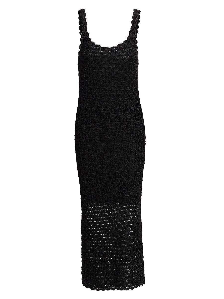 Women's Bray Crochet Scoopneck Midi-Dress - Black - Size Large