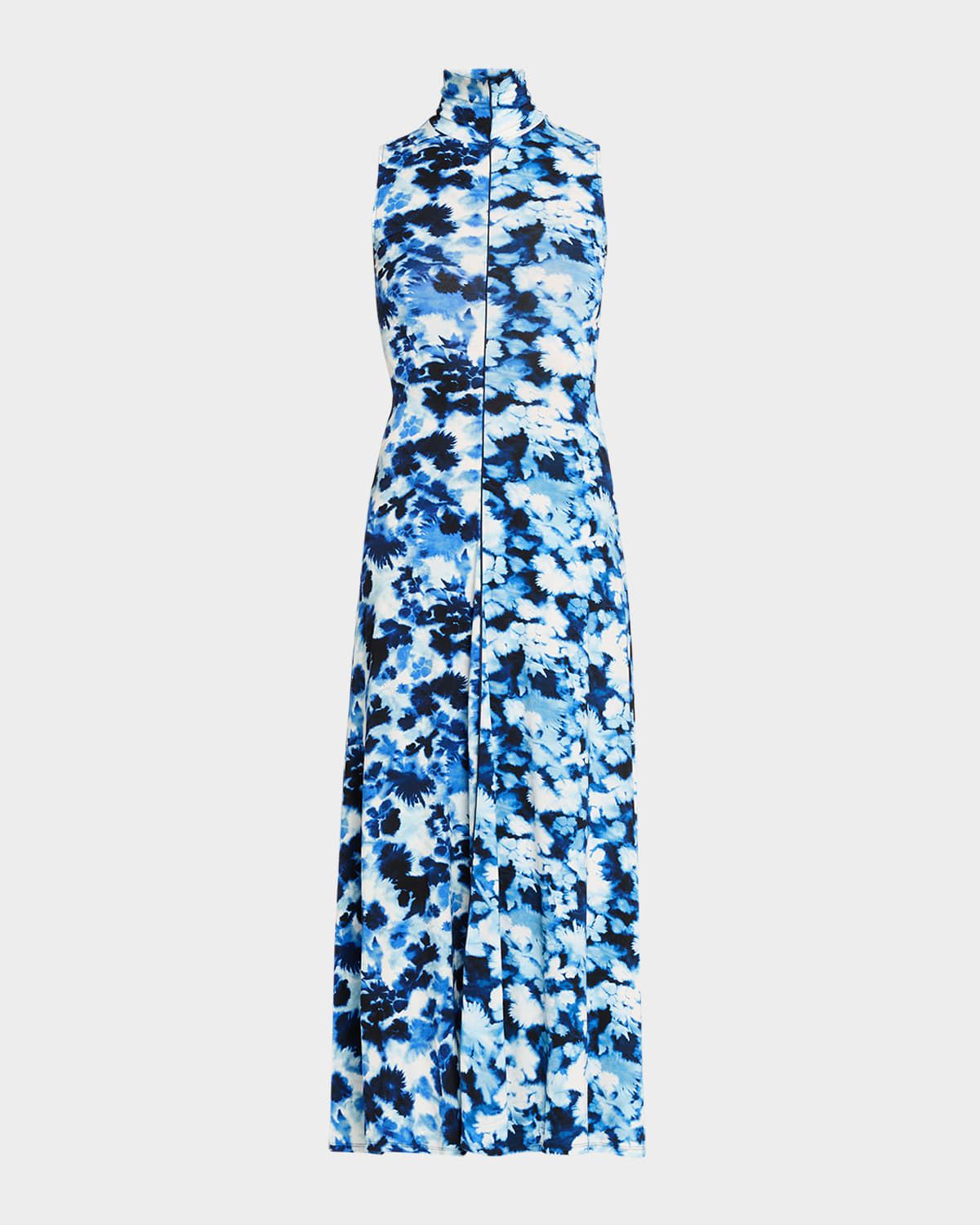 Valentina Floral Jersey Turtleneck Midi Dress
