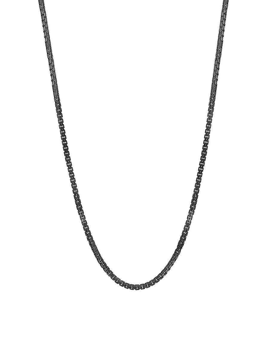 Men's Black Ruthenium-Plated Sterling Silver Necklace - Silver