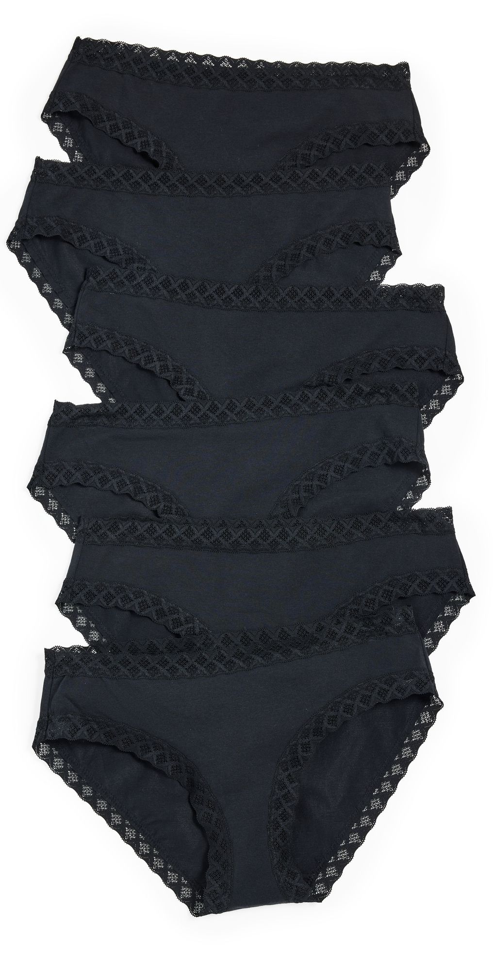 Natori Bliss Girl Briefs 6 Pack Black XS