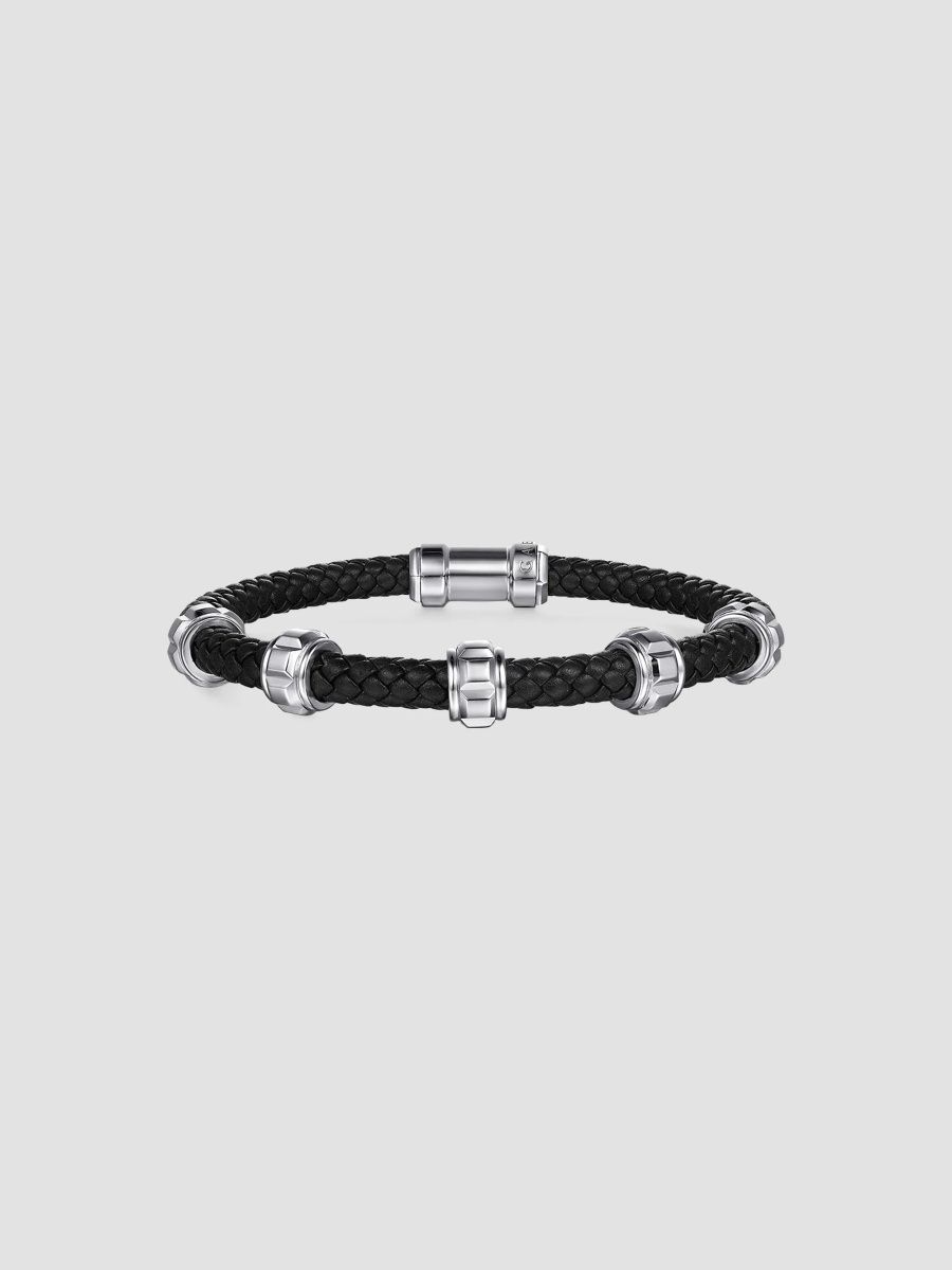 Gabriel & Co Men's Geo Braided Leather & Sterling Silver Bracelet - Silver
