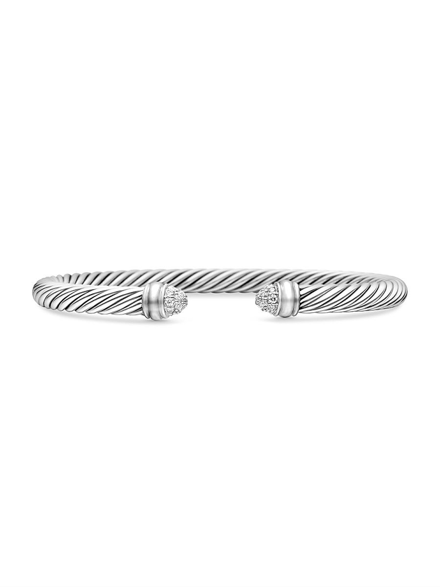 Women's Classic Cable Bracelet in Sterling Silver - Diamond - Size XS