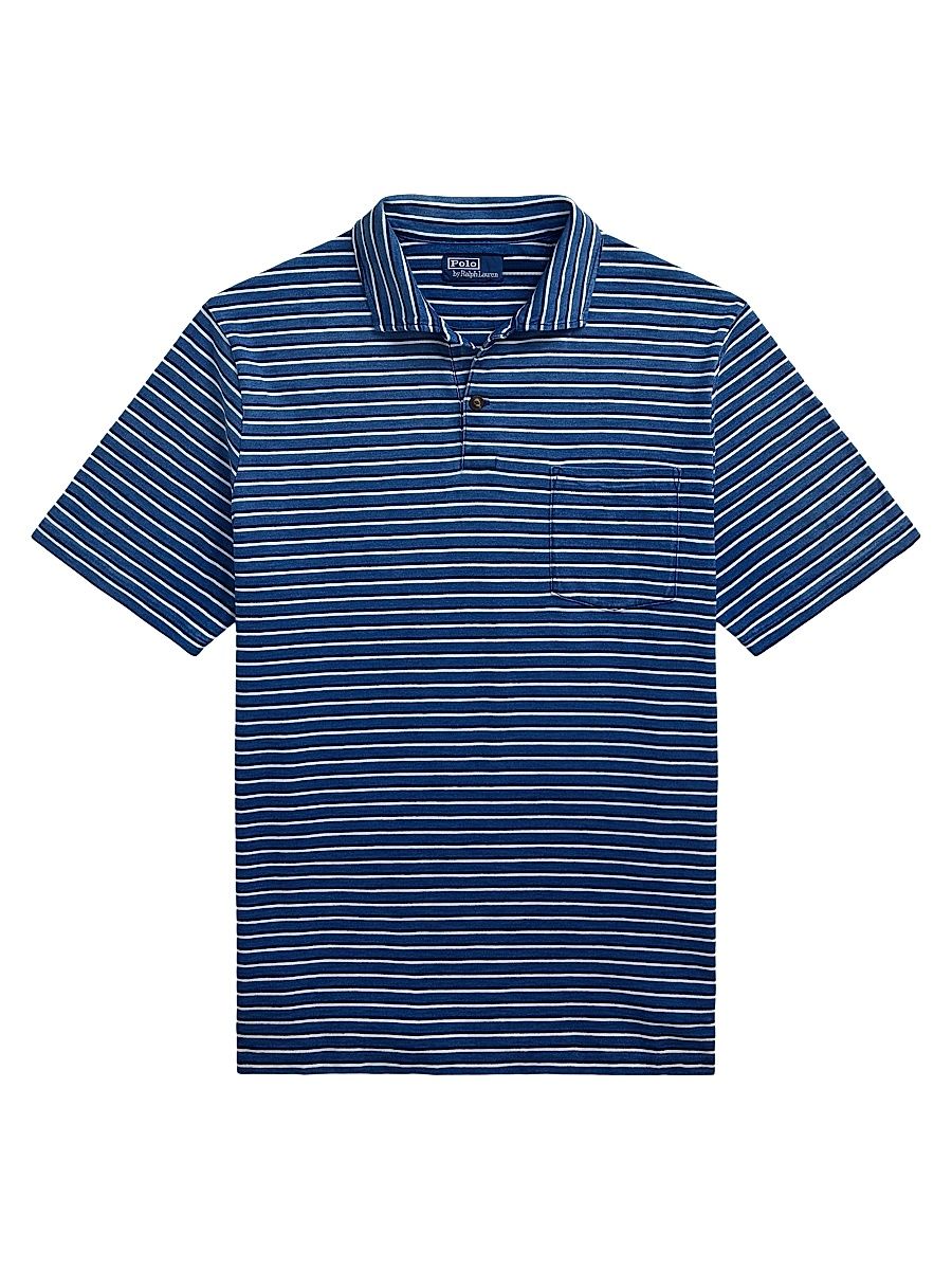 Men's Classic-Fit Striped Jersey Polo Shirt - Medium Indigo Multi - Size XXL