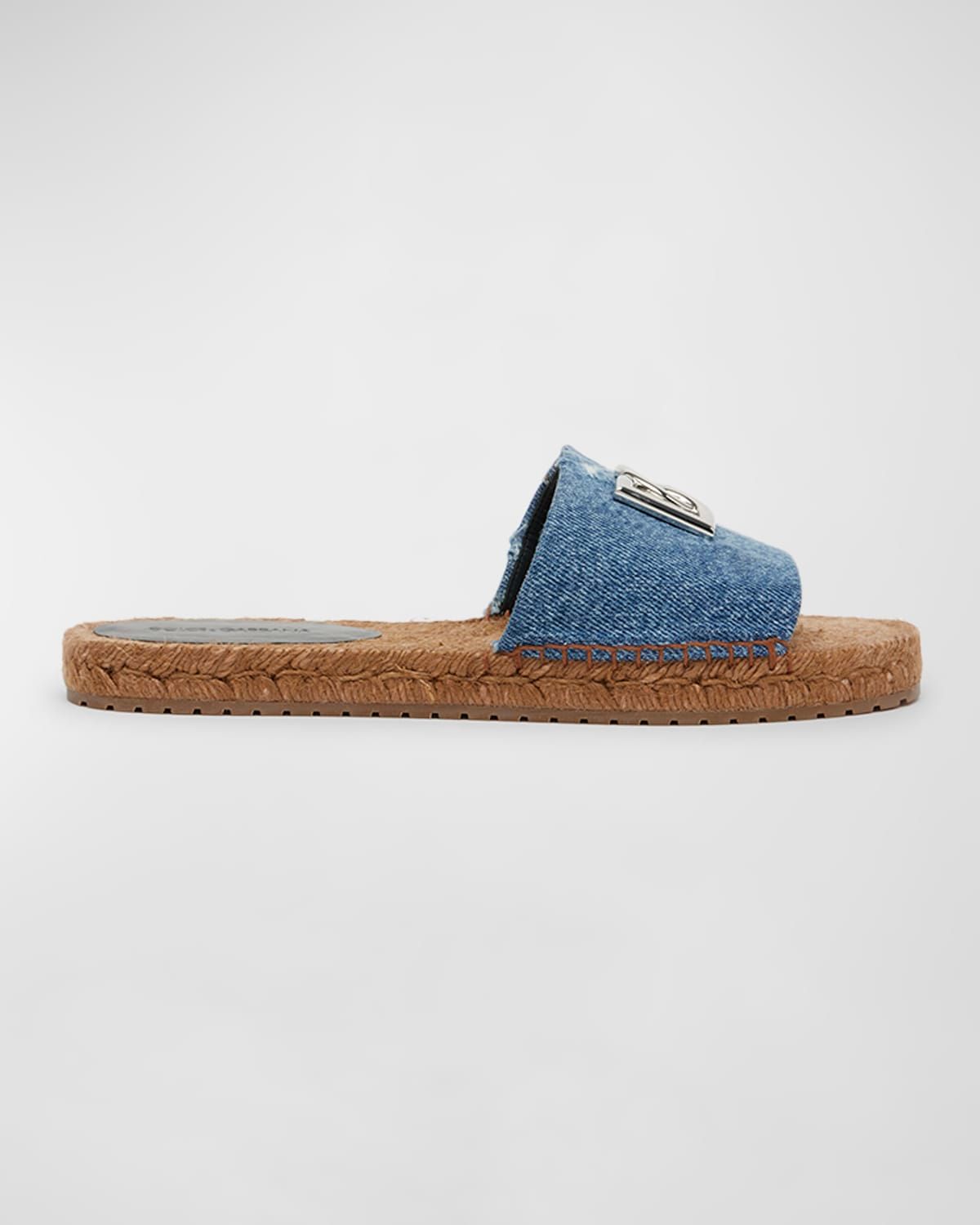 DG Medallion Denim Flat Espadrille Sandals